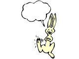 A happy hare with a speech bubble